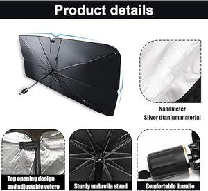 Paraguas Parasol Reflectante para Parabrisas de Coche | Bloquea Rayos UV y Calor, Mantiene el Interior Fresco, Plegable y Fácil de Usar