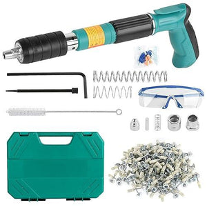 Pistola de Clavos Manual para Concreto | Kit Portátil con 5 Velocidades Ajustables, Guantes, Cepillo, Gafas y Tapones
